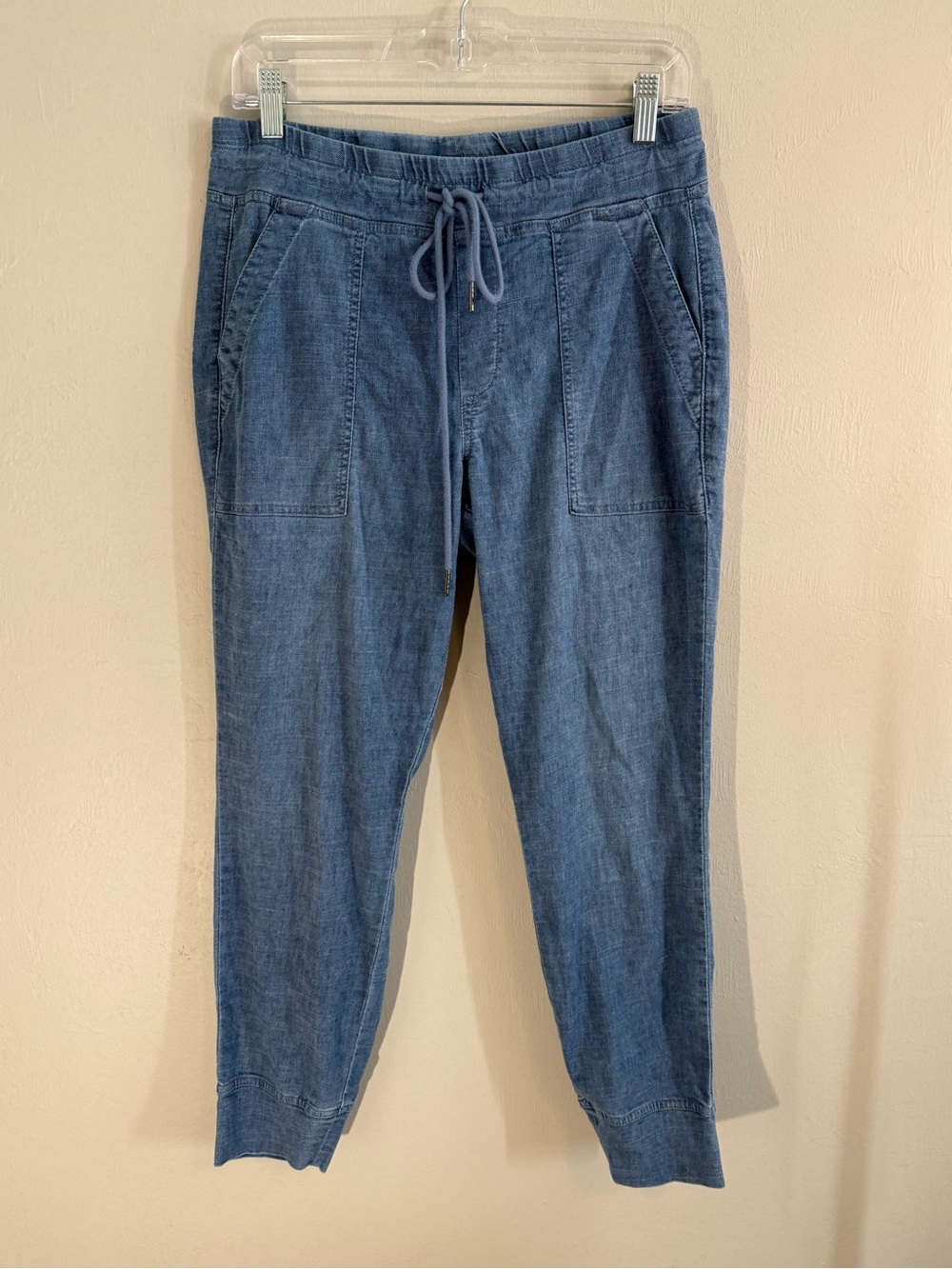 LEVEL 99 ANTHROPOLOGIE Women’s Blue Denim Pull On Drawstring Hemp Blend Pants 27